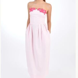 Fanm Mon Lorr Marassa Light Pink Strapless Linen Dress